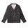 Nature-Inspired Black Silhouette Organic Pattern: Dark Charcoal Floral Foliage Design Kid Satin Pajamas Set - 2