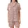 Sweetheart Pastel Pink Love Script, White Hearts & Rose Floral Tossed Wearable Satin Short-Sleeve Pajamas Set - 2