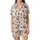 Family Holiday Fun: Whimsical Santa Gingerbread Pinecone Pattern - Festive Season Wearable Satin Short-Sleeve Pajamas Set - 2