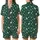 Timeless Botanical Elegance: Emerald Green Off-White Taupe Floral Wearable Satin Short-Sleeve Pajamas Set - 1