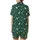 Timeless Botanical Elegance: Emerald Green Off-White Taupe Floral Wearable Satin Short-Sleeve Pajamas Set - 3