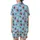 Cheerful Scattered Red Strawberries & White Daisies - Pastel Blue Everyday Wearable Satin Short-Sleeve Pajamas Set - 3