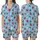 Cheerful Scattered Red Strawberries & White Daisies - Pastel Blue Everyday Wearable Satin Short-Sleeve Pajamas Set - 1