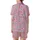 Whimsical Christmas: Bubblegum Pink Nutcracker Soldier & Festive Tree All-Over Pattern Satin Short-Sleeve Pajamas Set - 3
