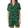 Holiday Cheer: Vibrant Pink Lime Holly Berry Star Deep Green Loungewear Satin Short-Sleeve Pajamas Set - E67HsiF1CK