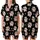 Dog Parent's Whimsical Pink Peach Paw Print Cherry Blossom 'My Shadow' Keepsake Design Satin Short-Sleeve Pajamas Set - 1