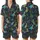 Whimsical Dinosaur Christmas: Festive Navy Jungle Scene with Santa Hats & Snowflakes Satin Short-Sleeve Pajamas Set - 1