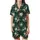 Elegant Chinoiserie Emerald Green Crane, White Camellia & Cherry Blossom Art Satin Short-Sleeve Pajamas Set - 2