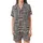 Modern Geometric Grid: Sharp-Edged Abstract Black White Coral Stripes – Minimalist Wearable Art Satin Short-Sleeve Pajamas Set - 2
