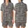 Modern Geometric Grid: Sharp-Edged Abstract Black White Coral Stripes – Minimalist Wearable Art Satin Short-Sleeve Pajamas Set - 1