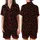 Whimsical Ruby Red Cherry & Lemon Yellow Starbursts on Solid Black Design Satin Short-Sleeve Pajamas Set - 1