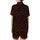Whimsical Ruby Red Cherry & Lemon Yellow Starbursts on Solid Black Design Satin Short-Sleeve Pajamas Set - 3