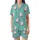 Whimsical Santa Faces: Aqua Teal Wreaths & Hot Pink Bows – Playful Holiday Fun Satin Short-Sleeve Pajamas Set - 2