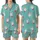 Whimsical Santa Faces: Aqua Teal Wreaths & Hot Pink Bows – Playful Holiday Fun Satin Short-Sleeve Pajamas Set - 1