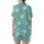 Whimsical Santa Faces: Aqua Teal Wreaths & Hot Pink Bows – Playful Holiday Fun Satin Short-Sleeve Pajamas Set - 3