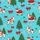 Whimsical Christmas Cows in Santa Hats, Red Bows, Lollipops, Decorated Trees on Cyan Holiday Motif Satin Short-Sleeve Pajamas Set - 4