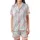 Celestial Dreamer's Pastel Watercolor Sky with Golden Moons & Stars Loungewear Satin Short-Sleeve Pajamas Set - 2