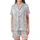 Enchanted Forest Toile: Blue Deer Rabbit Bird Whimsical Cottage Nature Scene Satin Short-Sleeve Pajamas Set - 2