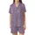 Modern Style: Muted Lavender Geometric Stripes - Abstract Textured Motif Satin Short-Sleeve Pajamas Set - 2