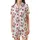 Christmas Joy Seeker: Waving Santa, Strawberry & Candy Cane Dots Pattern Festive Design Satin Short-Sleeve Pajamas Set - 2