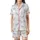 Ethereal Dreamer's Delicate Baby Blue Bows Pink Flowers Watercolor Relaxed Top Satin Short-Sleeve Pajamas Set - m0JJU_UNP9