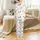 Highland Cow Fan Whimsical Watercolor Fluffy Highland Calves & Blue Rose Blooms Garment Satin Pajamas Set - 3