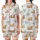 Highland Cow Fan Whimsical Watercolor Fluffy Highland Calves & Blue Rose Blooms Garment Satin Pajamas Set - 4