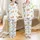 Highland Cow Fan Whimsical Watercolor Fluffy Highland Calves & Blue Rose Blooms Garment Satin Pajamas Set - 1