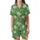 Nature Enthusiast's Vintage Botanical Branches Emerald Olive Green Hydrangea Textile Art Satin Short-Sleeve Pajamas Set - 2