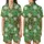 Nature Enthusiast's Vintage Botanical Branches Emerald Olive Green Hydrangea Textile Art Satin Short-Sleeve Pajamas Set - 1