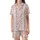 Romantic Botanical: Pure White Blush Pink Vertical Stripe, Rose Vine & Delicate Lace Garment Satin Short-Sleeve Pajamas Set - 2