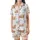 Highland Cow Fan Whimsical Watercolor Fluffy Highland Calves & Blue Rose Blooms Garment Satin Pajamas Set - 5