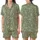 Nature Lover's Vintage Botanical Etching: Muted Sage Foliage Berries Garment Satin Short-Sleeve Pajamas Set - TevMgP9oBn
