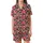 Women's Black Leopard Spots Hot Pink & White Bows Pattern Leggings Satin Short-Sleeve Pajamas Set - XtLmJuBAJX