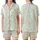 Botanical Oasis Mint Sage Pink Lime Watercolor Foliage Tunic Satin Short-Sleeve Pajamas Set - 3jBs-U3IpK