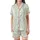 Botanical Oasis Mint Sage Pink Lime Watercolor Foliage Tunic Satin Short-Sleeve Pajamas Set - m-M3vpz-5K