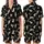 Graceful Spirit: Flying Crane, Cherry Blossom & Lime Green Leaf Satin Short-Sleeve Pajamas Set - 1