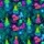 Tropical Christmas Night: Neon Trees, Flying Santa Sleigh, Snowmen, Gifts, Radiant Starbursts, Dark Teal Emerald Blue Bokeh Short-sleeve Hawaiian Shirt - 7
