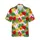 French Horn Tropical Pattern: Golden Horns, Deep Red Hibiscus, Pink & White Floral Design Short-sleeve Hawaiian Shirt - 1