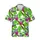 Mischievous Raccoons Hawaiian Pattern: Fuchsia Hibiscus, Tropical Green Leaves, Grey Black Short-sleeve Hawaiian Shirt - 1