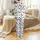 Curious Cartoon Cows: Happy Faces, Bold Black Spots, MOO Text - White Farm Pattern Satin Pajamas Set - 3