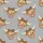 Highland Cow Graphic: Tan Fur Heads, Cream Horns, Leopard Bows, Heather Grey Base Satin Pajamas Set - 9