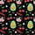 Playful Moo Cherry Avocado Design: Smiling Cow, Red Fruit, Floral Hearts Graphic Satin Pajamas Set - 9
