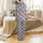 Highland Calf Design: Black Line Art Calves, Fuchsia Purple Flower Crowns, Heather Gray Satin Pajamas Set - 3