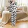 Dairy Fan's All-Over Scattered Cartoon Cows Holstein Milk MOO Black White Pink Pattern Satin Pajamas Set - 2