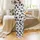 Dairy Fan's All-Over Scattered Cartoon Cows Holstein Milk MOO Black White Pink Pattern Satin Pajamas Set - 3