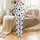 Contemporary Black White Cow Spots Pattern: Irregular Shapes, Light Blue Accents - Organic Look Satin Pajamas Set - 2