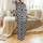 Cowhide Organic Irregular Blotches Pattern Black White High Contrast Varied Sizes Design Satin Pajamas Set - 3