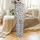 Farm Animal Bovine Pattern: White Field Black Rounded Spots, Pink Snout Brown Hoof Cows, 'Moo' Word Repeat Satin Pajamas Set - 3