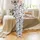 Black & White Cartoon Cow Doodle Outline Spotted Pattern Monochromatic All-Over Print Fabric Satin Pajamas Set - 2